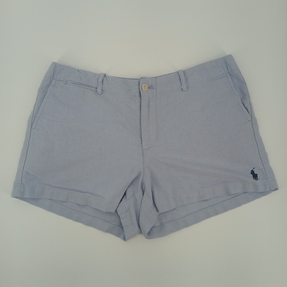 Polo Ralph Lauren Womens Light Blue Oxford Cotton Chino Shorts Size 8 Pony Logo